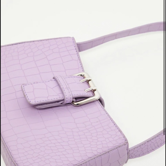 Lilac Croc Shoulder Bag - Picture 6 of 6